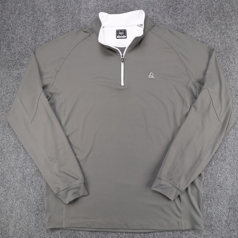 DEOLAX Men XL Gray 1/4 Zip Golf Pullover Long Sleeve Performance Shirt Mock Neck